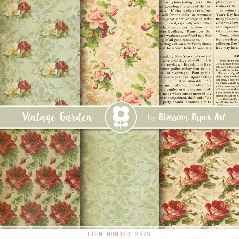 Old Paper Rose Digital Paper Junk Journal - 2370 - Junk Journal ...