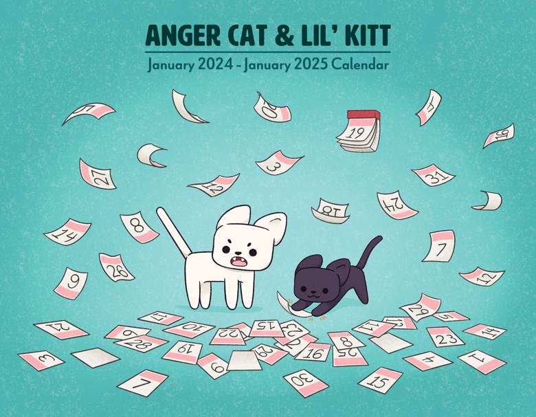 Anger Cat and Lil Kitt 2024 Calendars (Limited Stock) Hello.Kello.Art