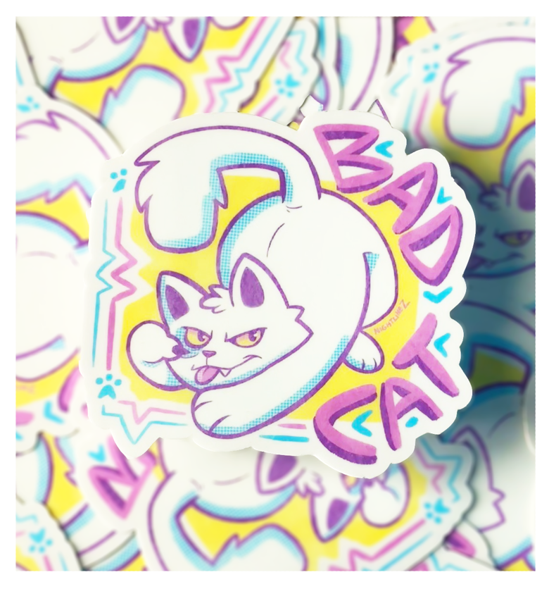 Bad Cat - Vinyl Sticker - NightlineZ's Ko-fi Shop - Ko-fi ️ Where ...