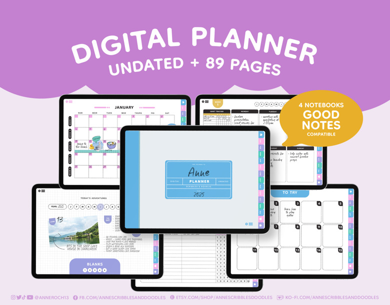Digital Planner with Hyperlinks: Pastel (Good Notes and Notability Compatible)