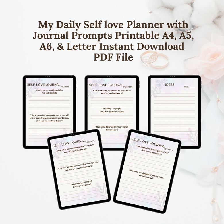 Inserts My Daily Self love Planner with Journal Prompts Printable A4 ...