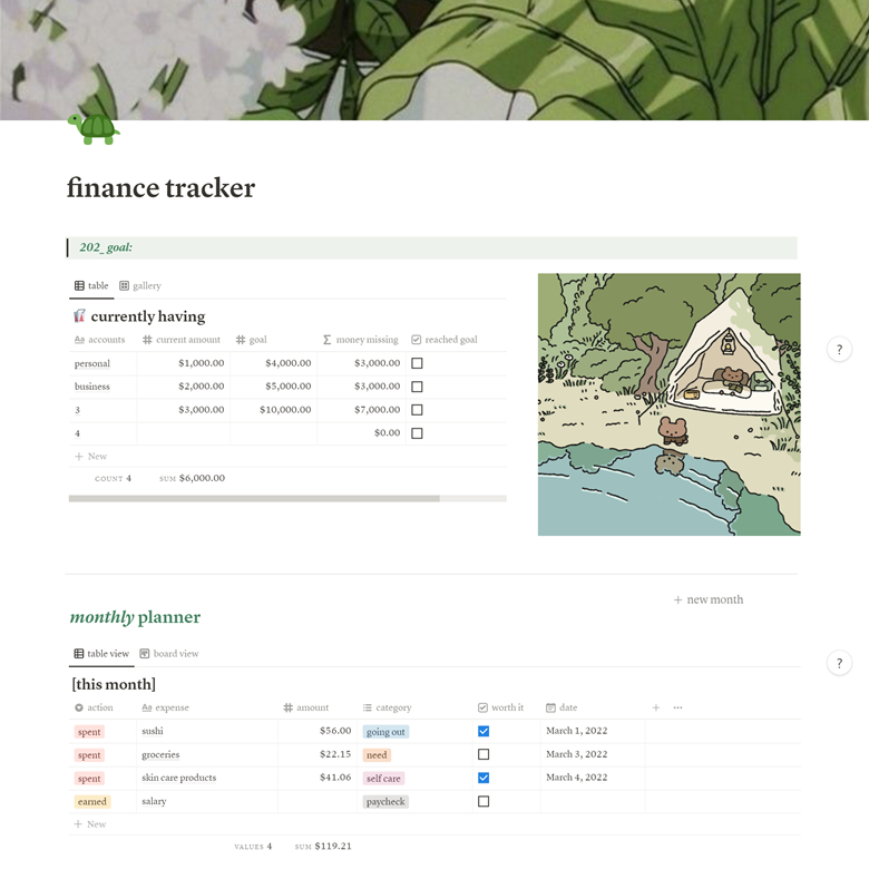 Finance Tracker Notion Template Sofia's Kofi Shop Kofi ️ Where