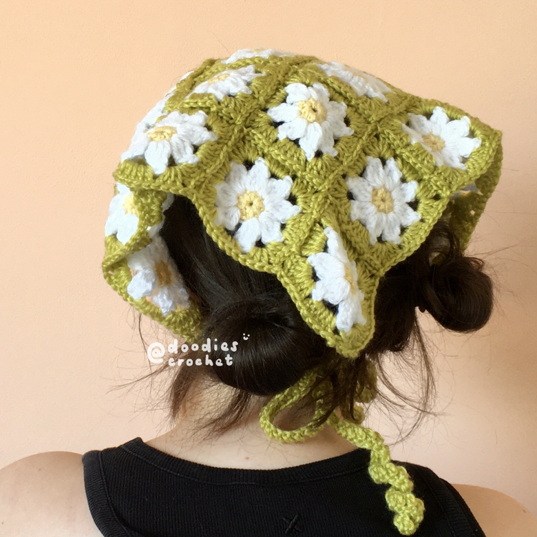 Crochet Flower Bandana PDF Pattern doodies crochet's Kofi Shop Ko