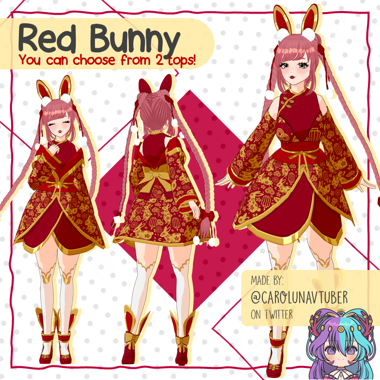 【vroid Outfit】bunny Dress Red Carolunavt S Ko Fi Shop Ko Fi ️ Where Creators Get Support