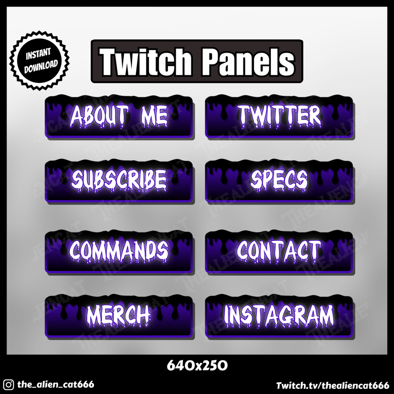 Dark Purple Dripping Panels for Twitch - TheAlienCat666's Ko-fi Shop ...