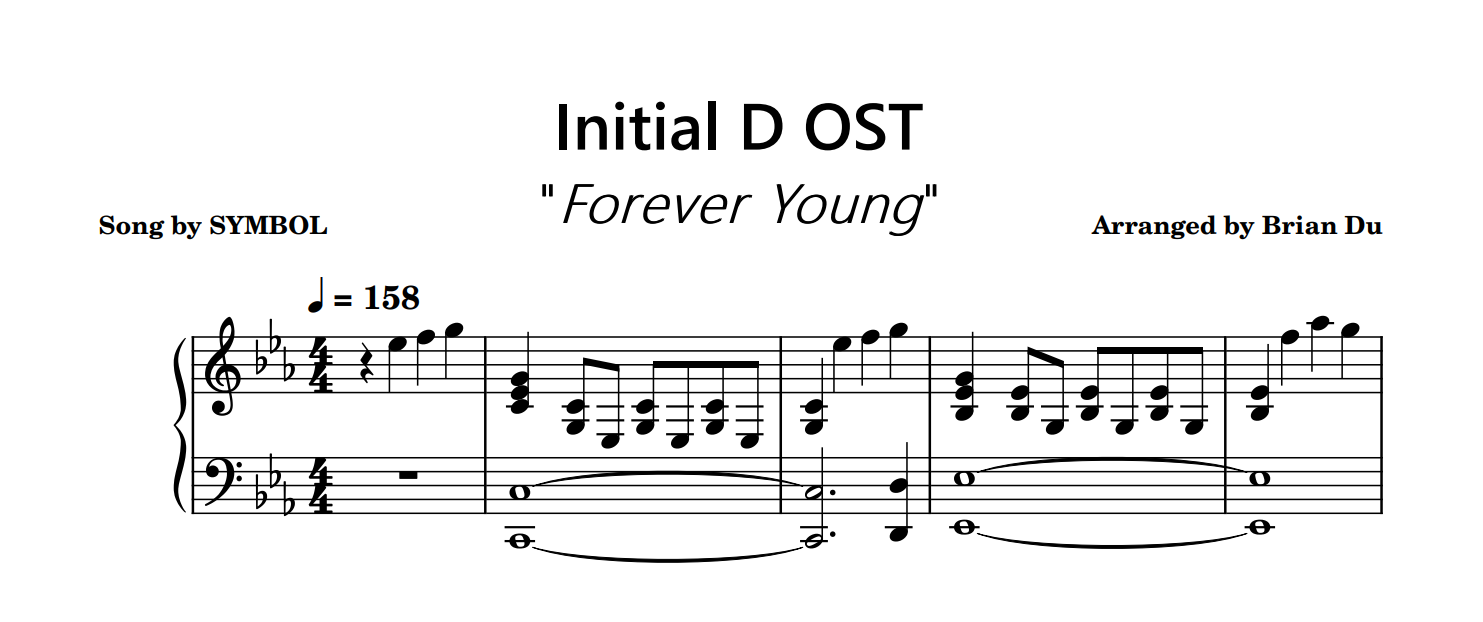 Initial D OST Forever Babe Sheet Music PDF Brian Du Anime On Piano S Ko Fi Shop Ko Fi