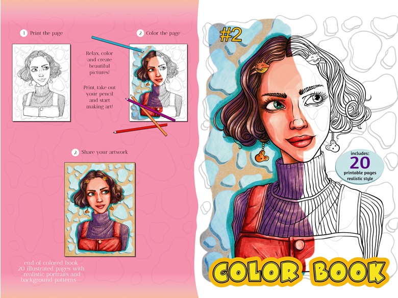  Pretty Women Portraits Coloring Book (2): Gorgeous