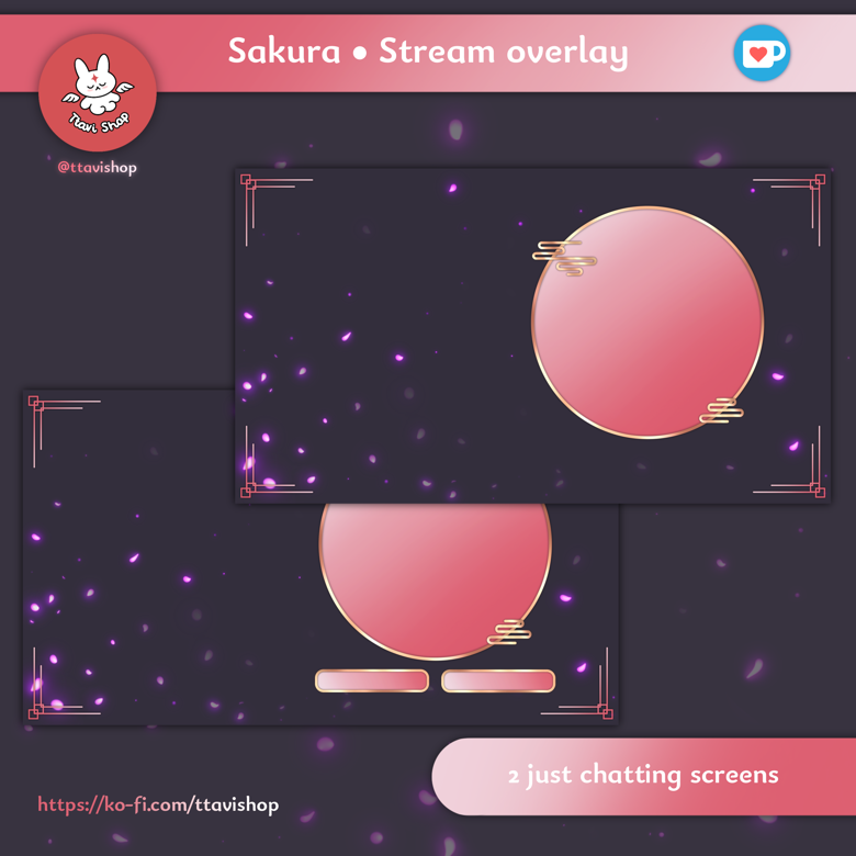 Pink Sakura Just Chatting Stream Overlay 