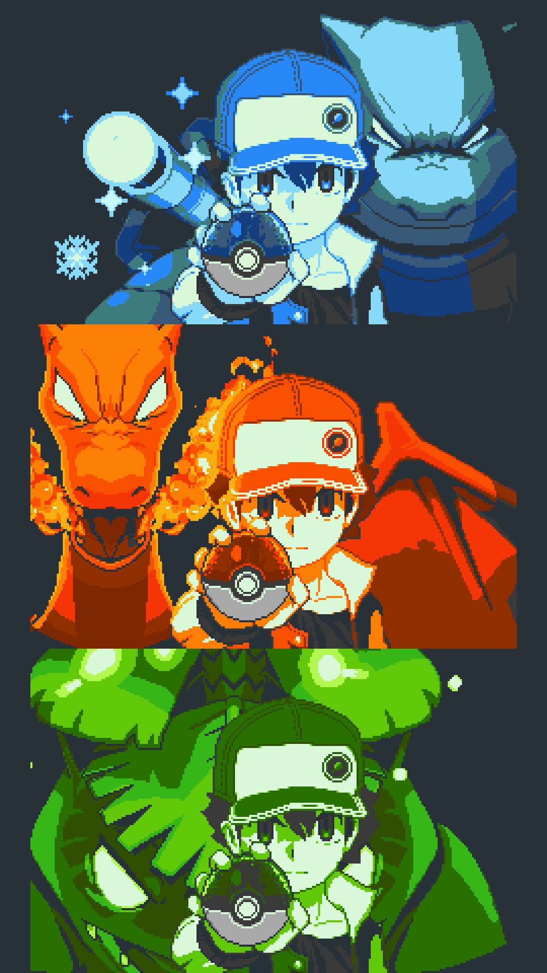 Pokemon RED power of three - animated - Pokemon Hues's Ko-fi Shop