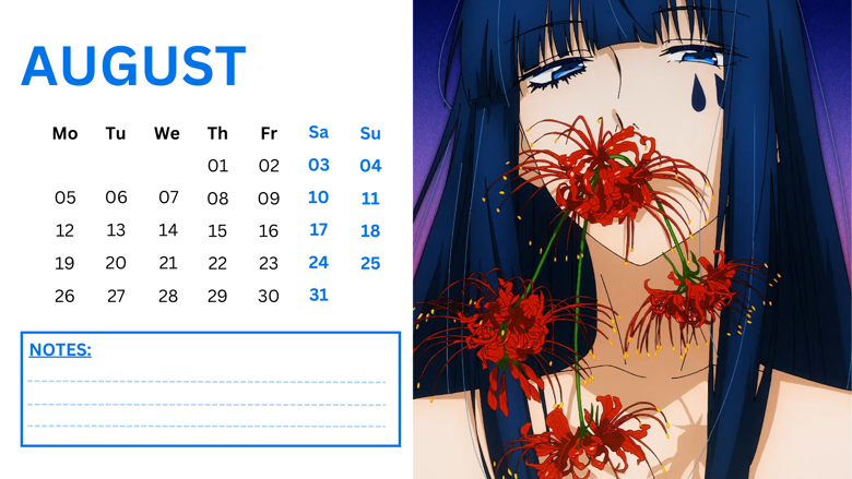 Demon Slayer Premium Desk calendar 2024 | A5 Size | 12 MONTHLY PAGES | FOR  HOME,