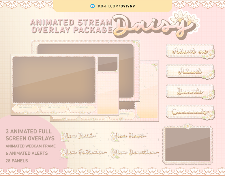 Animated Stream Pack Daisy🌼 - dvivnv's Ko-fi Shop - Ko-fi ❤️ Where  creators get support from fans through donations, memberships, shop sales  and more! The original 'Buy Me a Coffee' Page.