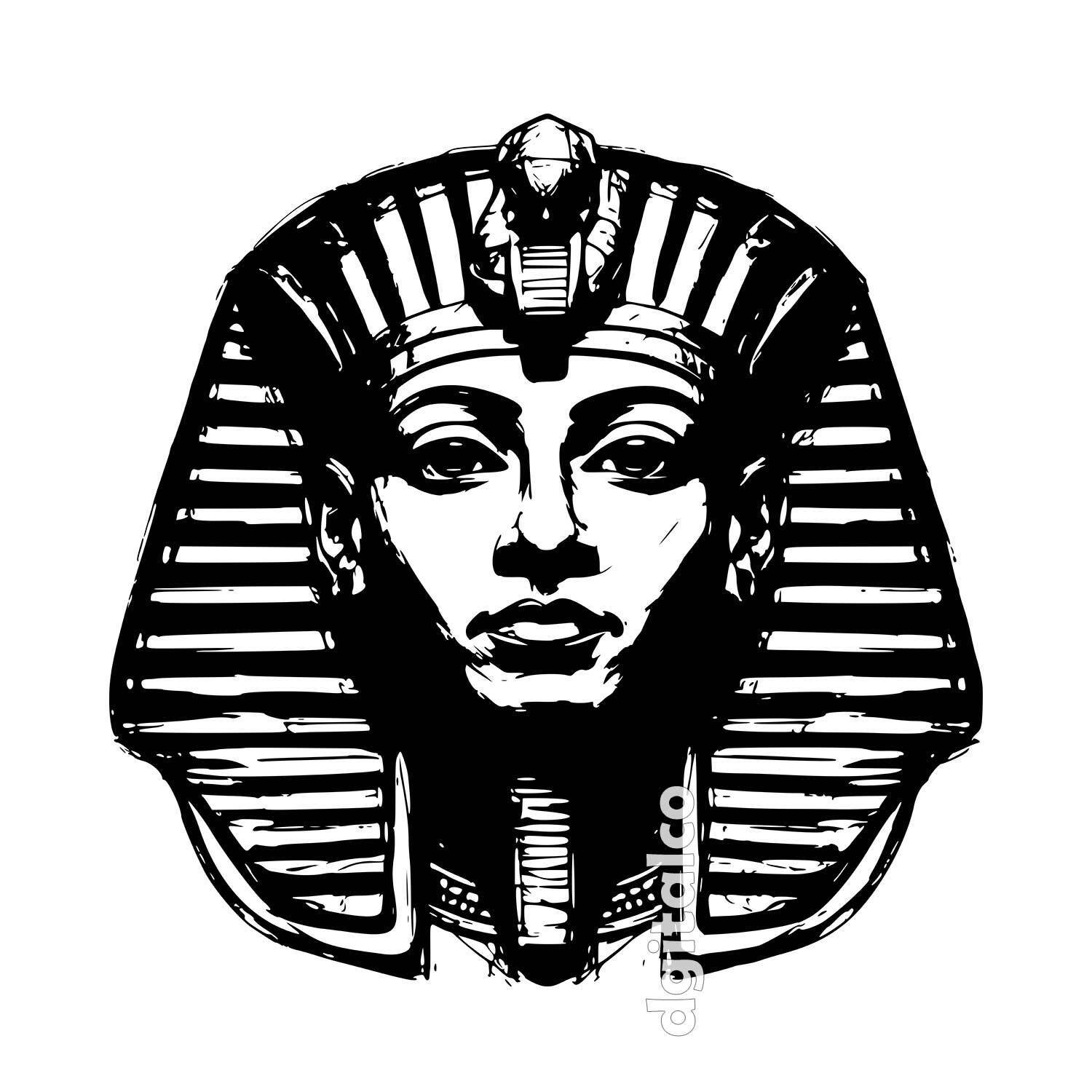 Pharaoh Portrait Vectorized - Intriguing Hand-Drawn Egyptian Pharaoh ...