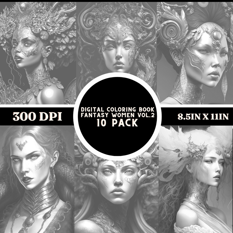 10 Pack of AI Art Coloring Pages - Fantasy Women VOL.2 - ScornedWords's  Ko-fi Shop - Ko-fi ❤️ Where creators get support from fans through  donations, memberships, shop sales and more! The