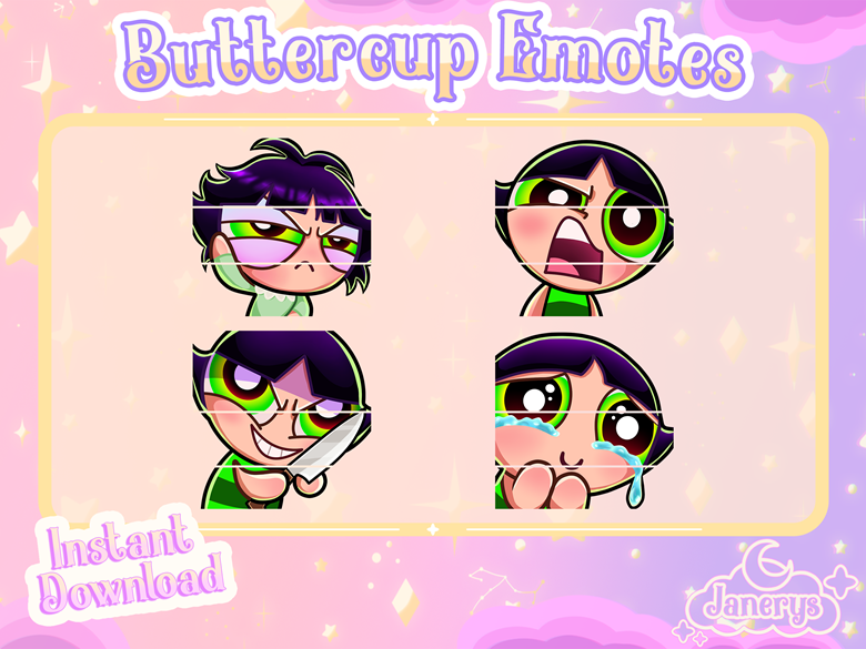 4 Cute Powerpuff Girls Emotes For Twitchyoutube Buttercup Janeryss Ko Fi Shop Ko Fi ️