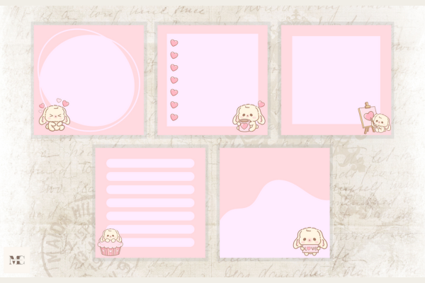 5 Kawaii Note Pad Stationery Printable PNG Files - Mhek Creatives's Ko ...