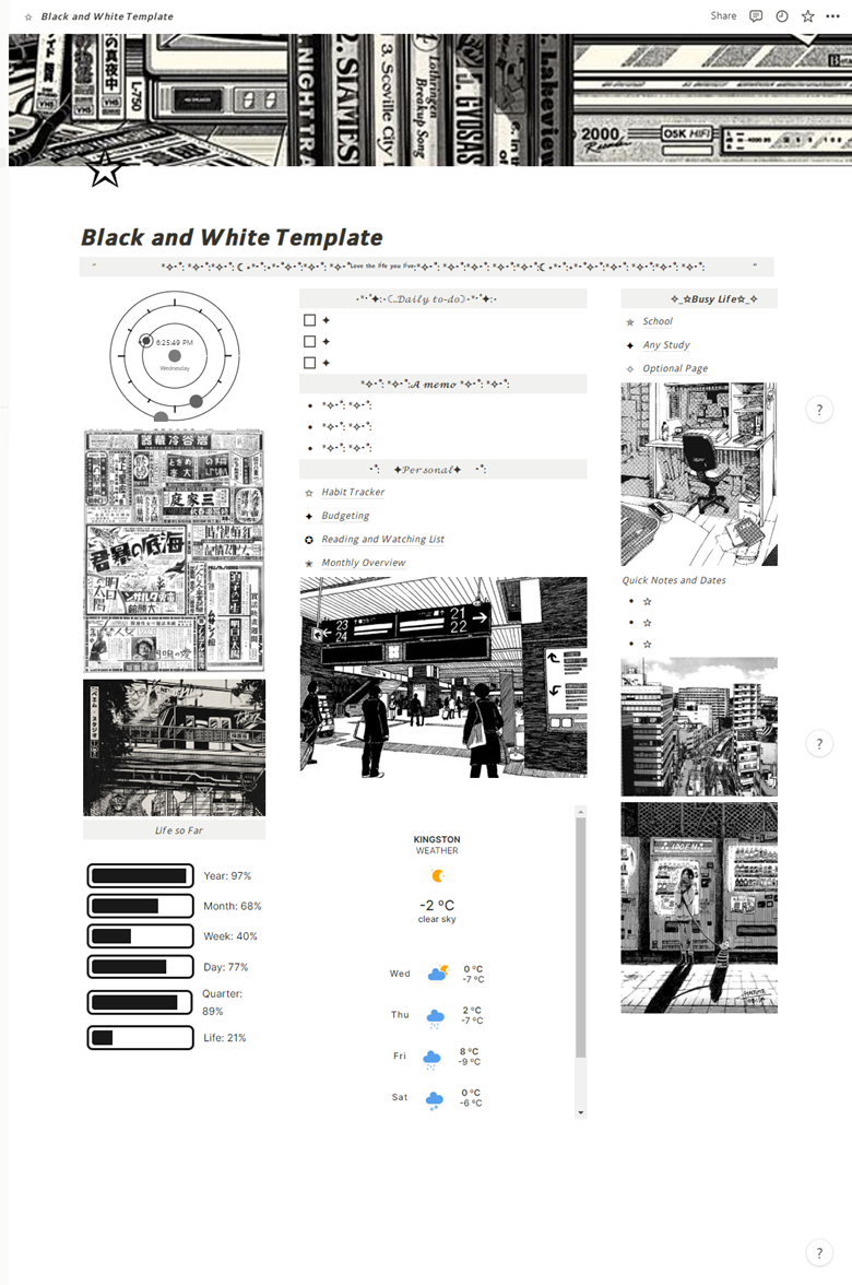 Black And White Notion Template Free