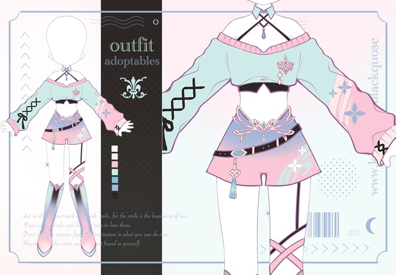 Sweety Mint Outfit Adopt - Black-Quose's Ko-fi Shop - Ko-fi ️ Where ...