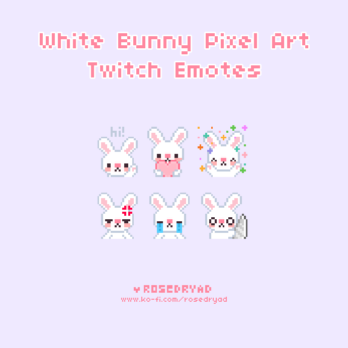 White Bunny Pixel Art Twitch Emotes Rosedryads Ko Fi Shop Ko Fi ️ Where Creators Get 3484