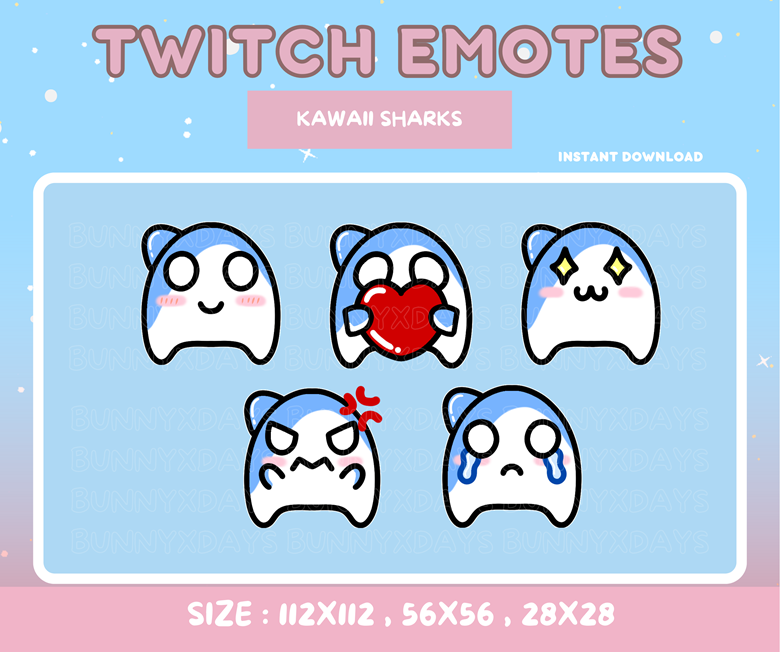 KAWAII SHARKS TWITCH/DISCORD EMOTES - Bunnie's Ko-fi Shop - Ko-fi ️ ...