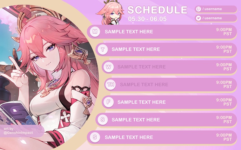Free Vtuber Stream Schedule Graphic Template: Sakura Space no name