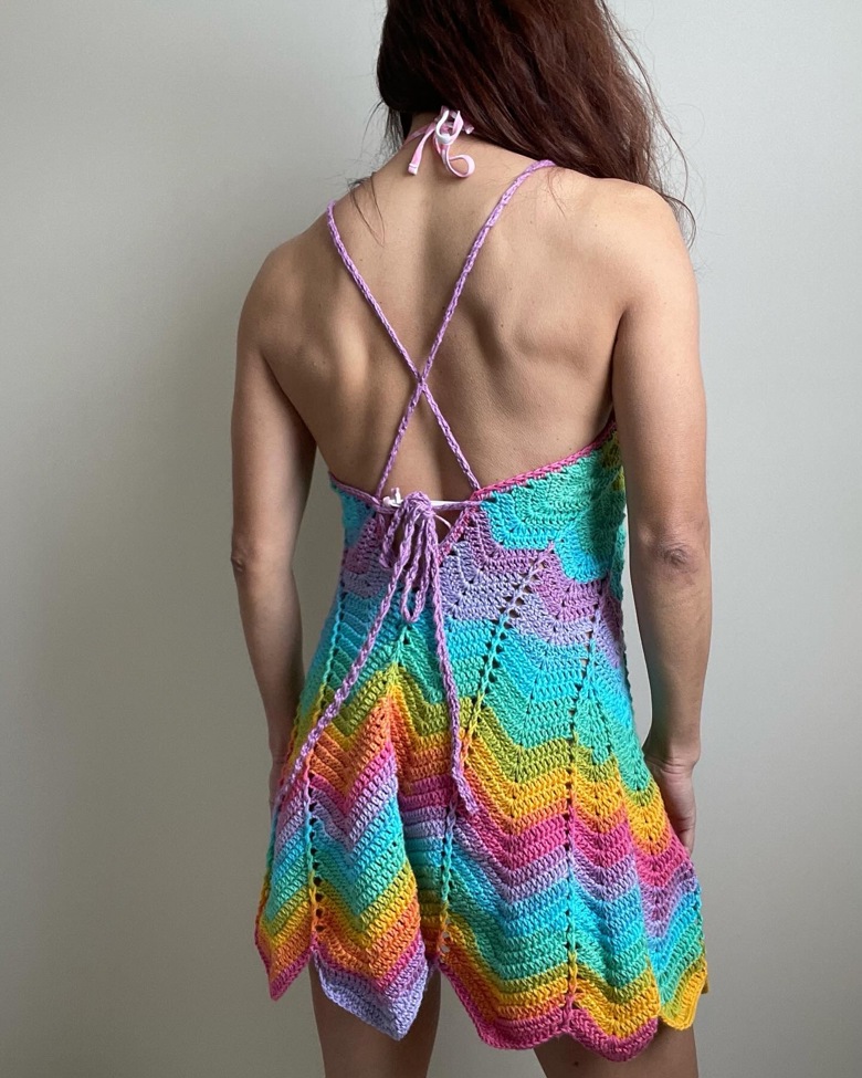 Rainbow clam shell crocheted halter dress - momopot75's Ko-fi Shop - Ko ...