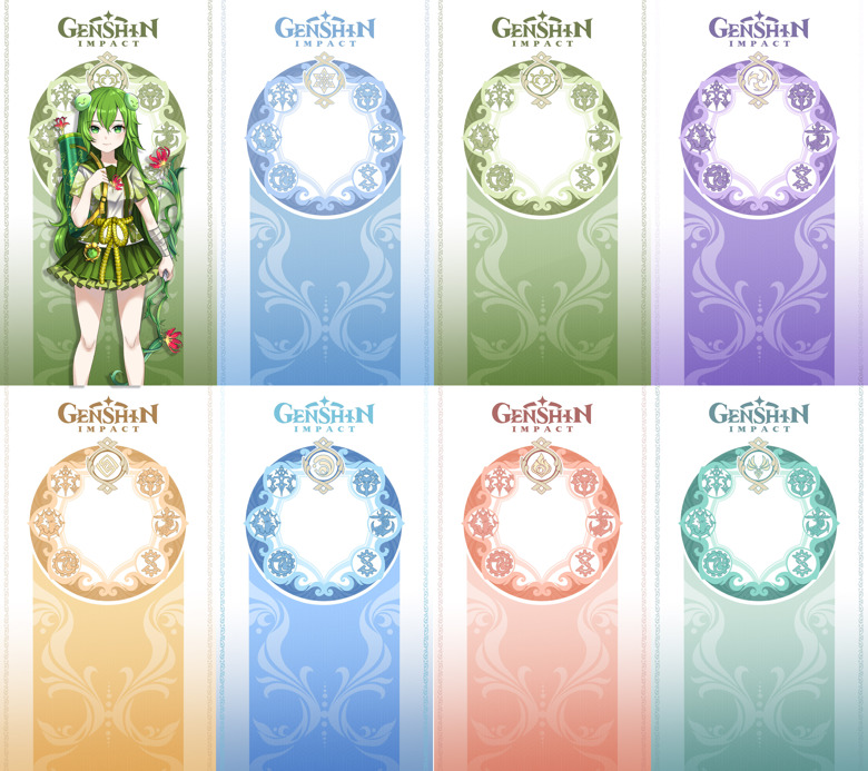 Genshin impact fontaine pneuma character template drip marketing