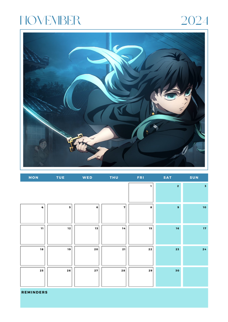 Printable Anime Calendar 2024 Printable Monthly Calendar Anime Themed  Calendar 2024 Calendar PDF File 10x15 Cm, A5, A4 SIZE - Etsy | Monthly  calendar printable, Printable yearly calendar, Calendar pdf