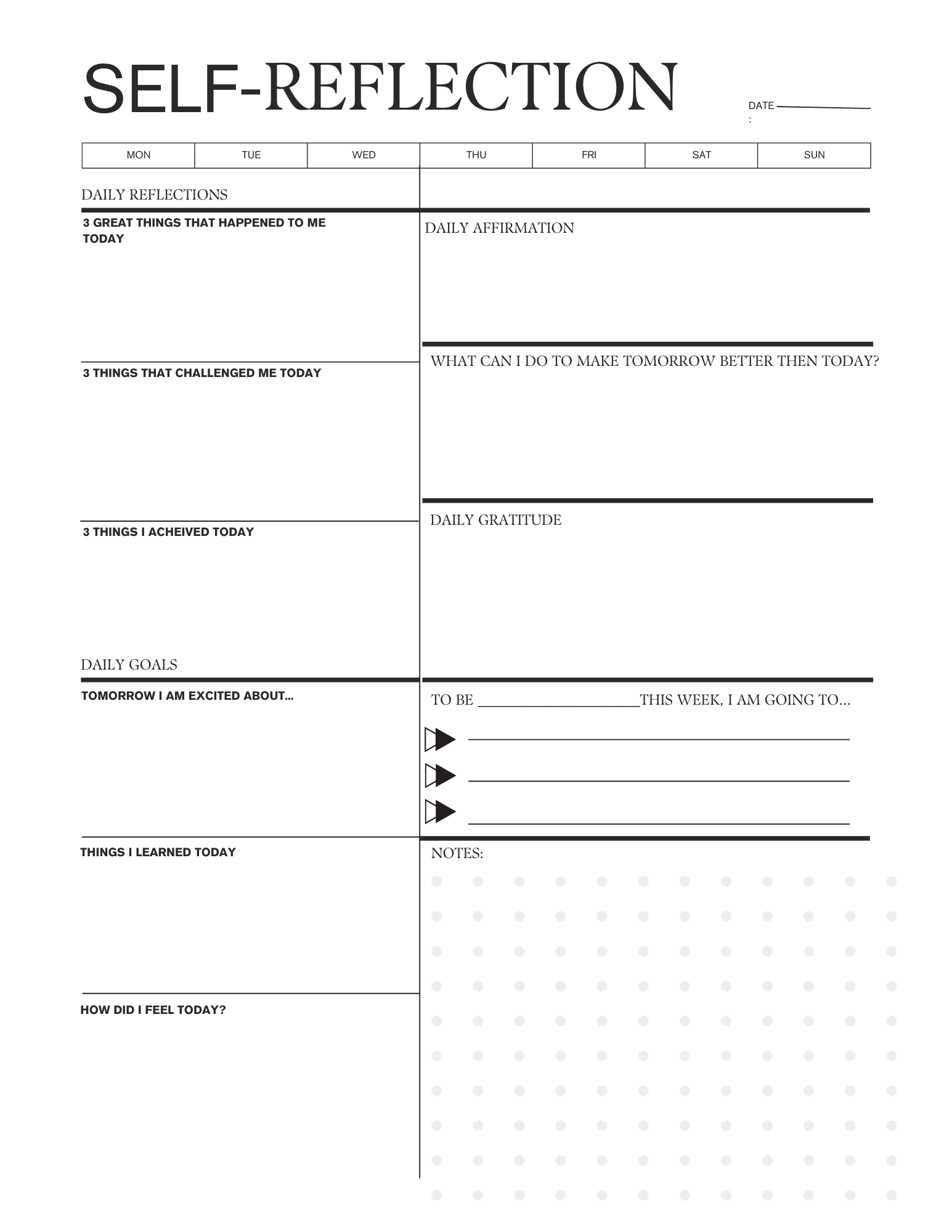 Reflections Worksheet - Journey With Nikole 's Ko-fi Shop - Ko-fi ️ 