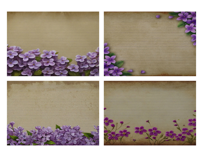 FREEBIE 8 Purple Flower index journaling cards digital, instant ...