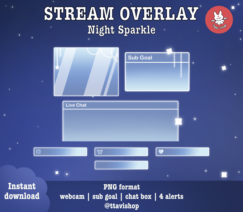 Twitch Overlay Package Starry Night / Panels Pack / Just 