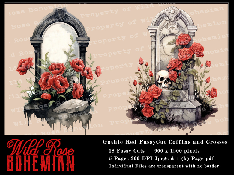 GOTHIC SKULL Printable Aceo Halloween Scrapbook Greeting Cards