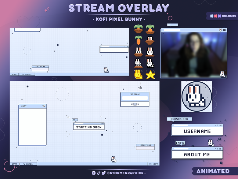 Pixel Bunny Stream Overlay ~ Free Version Pack - StormeGraphics's Ko-fi ...