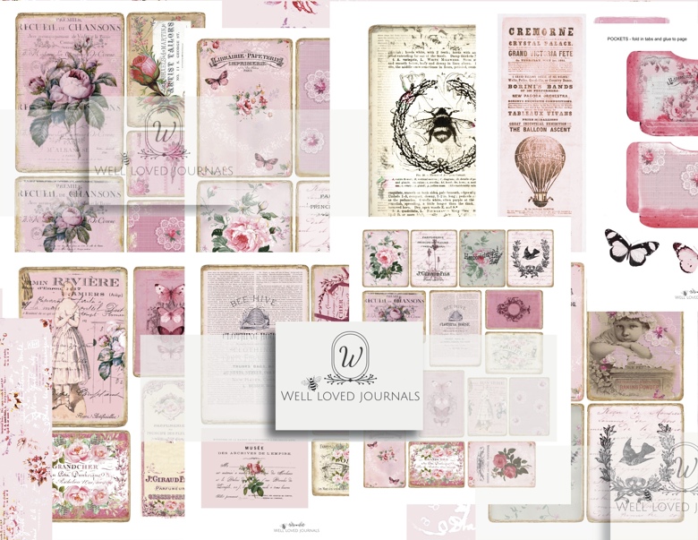 PDF Pink Ephemera Junk Journal Kit - Well Loved Journals's Ko-fi Shop ...