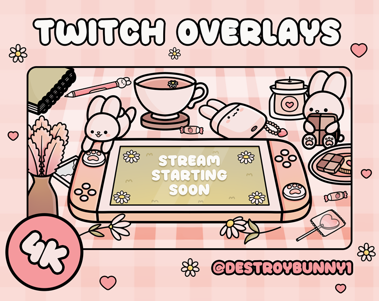 Animated Twitch Overlay Lofi Kawaii Windows Customizable -  in