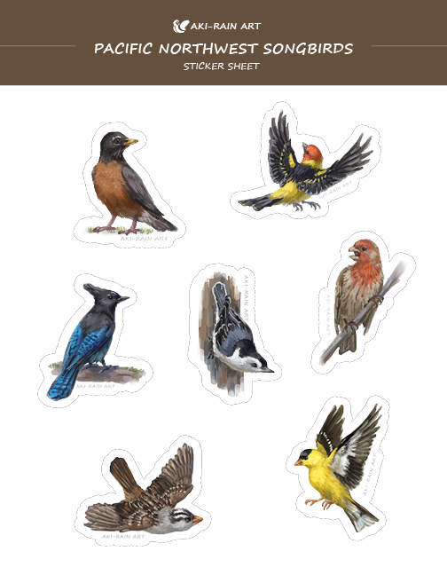 Bird sticker sheet - great stickers from various birds