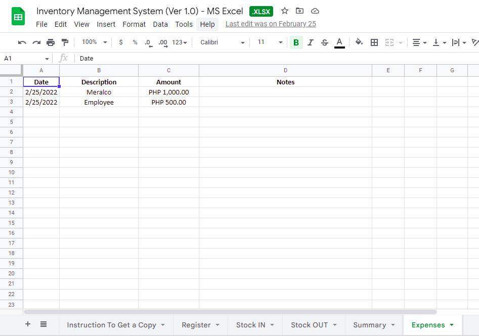 MS Excel - Inventory Management System Ver 1.0 - Filipino Spreadsheets ...