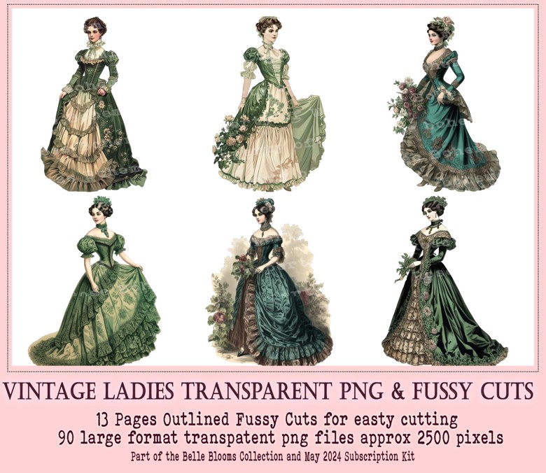 VIctorian Ladies PNG, VIntage Paperdoll Mega Bundle, VIntage Fussy Cuts ...