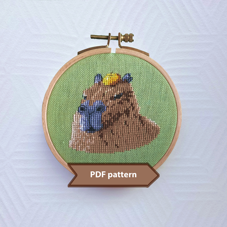 Capybara with friend & fruits cross stitch pattern PDF bundle 