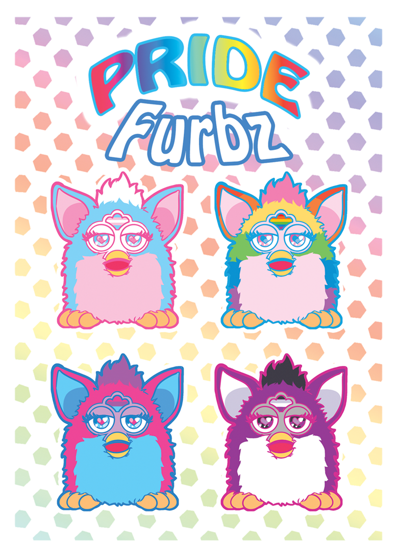 Holographic Furby Hotdog Cowboy Sticker 