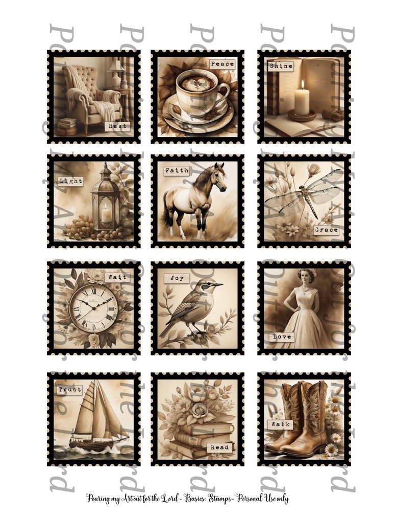 Faith Basics - Postage Stamps - Pouring My Art Out for the Lord's Ko-fi Shop