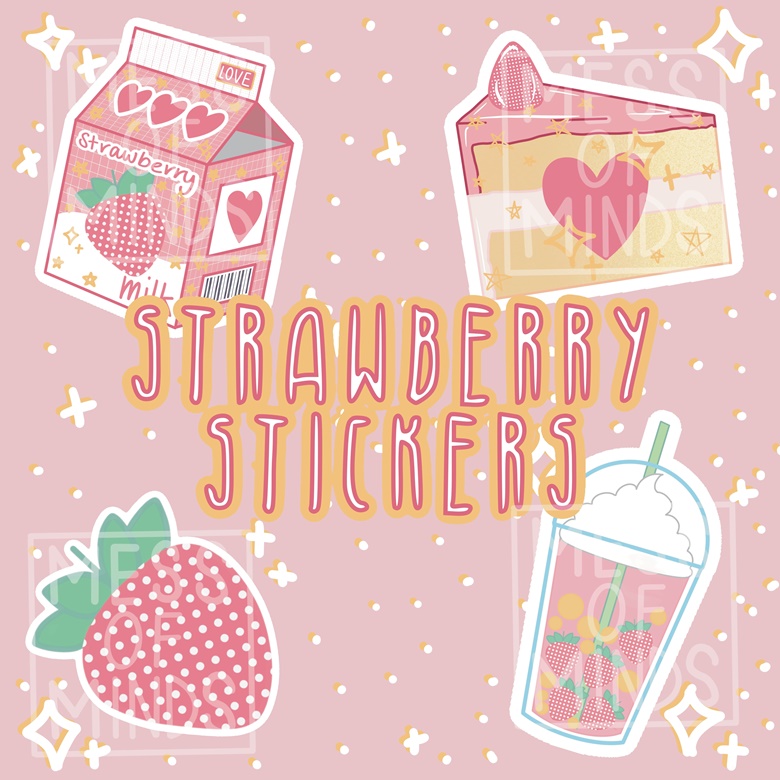 Strawberries - Sticker Sheet (25 Stickers) – West + Mak