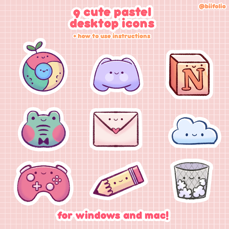 9 Cute and Pastel Desktop Icons - Bii ???? | Biifolio Shop\'s Ko-fi ...