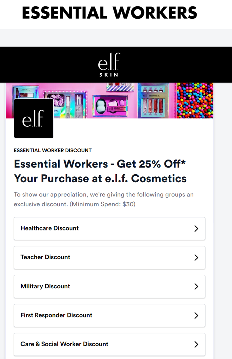 Essential Workers Discount