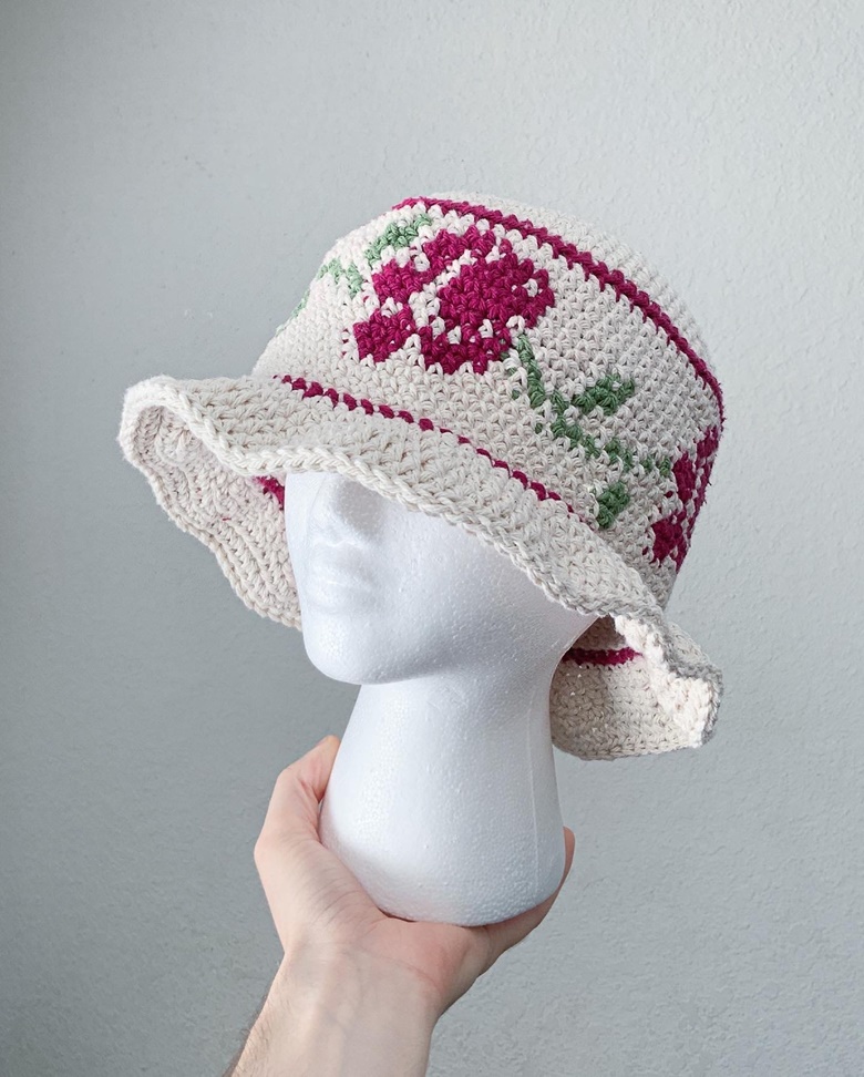 Rose Vine Bucket Hat Crochet Pattern - House of Bambi's Ko-fi Shop - Ko ...