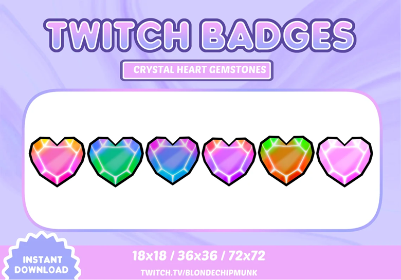 Twitch sub/bit badges // Crystal gem stones