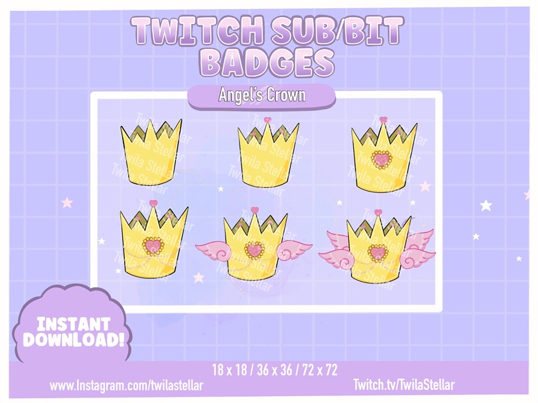 Crown Sub Badges for Twitch, Discord Emotes