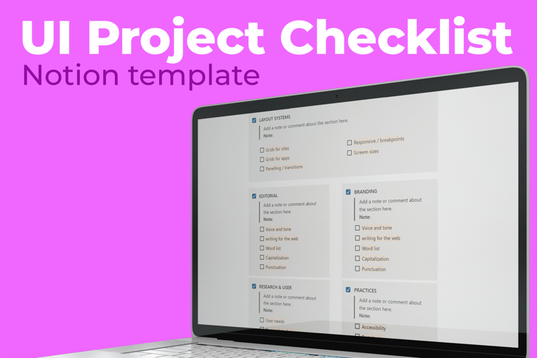 Check list proyects UI (Template) - Ricardo Ramírez González's Ko-fi Shop