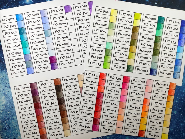 Prismacolor Premier Colored Pencil Swatch Charts