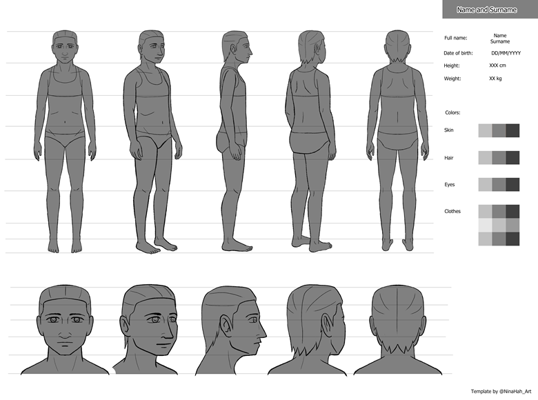 Character reference sheet template - NinaHah's Ko-fi Shop - Ko-fi ️ ...