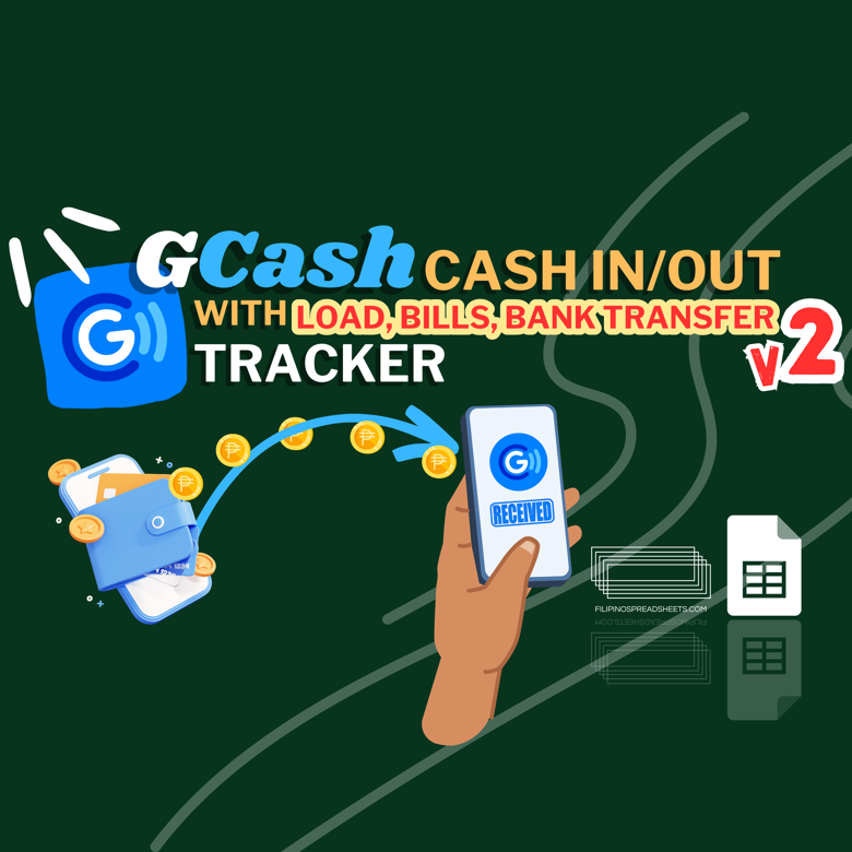 GCash Cash In/Out with Load, Bills, Bank Transfer Tracker v2 - Filipino ...